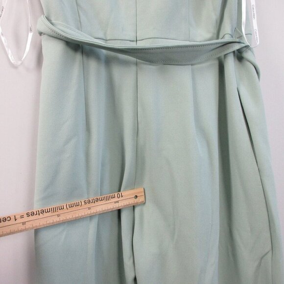 Calvin Klein Women Sleeveless Jumpsuit 14 Green Belted Cropped Casual Luxury 716 - Picture 9 of 15